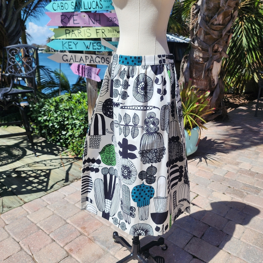 Comme des Garcons Junya Watanabe Marimeko XS Black/White Floral Print Skirt NWT - Picture 2 of 14